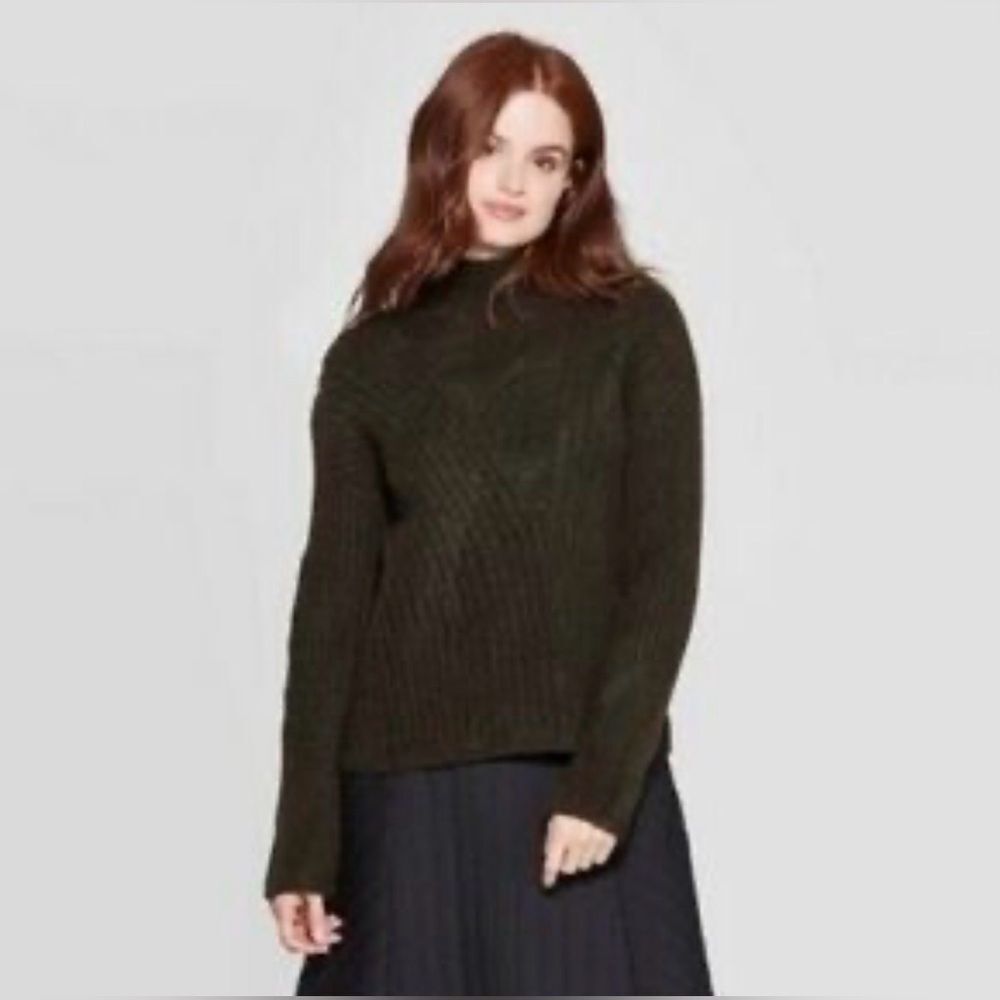 Prologue x Target Women's Super Soft Thick Dark Green Mockneck Sweater Plus XXL